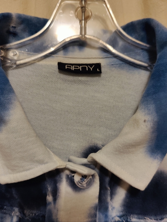 APNY Raw Edge Indigo Tie-dye French Terry Jacket, Size L - Picture 8 of 14